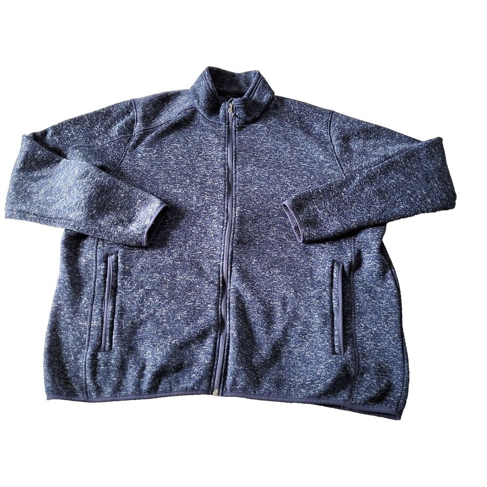 Knit Jacket Women’s 3XL Blue Full Zip Stand Collar Athleisure Travel Casual